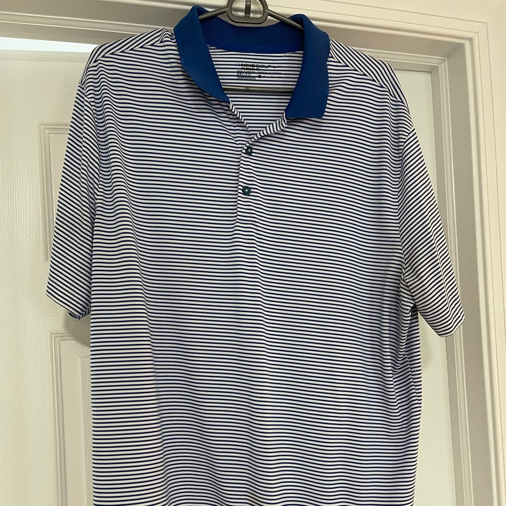 Nike golf dri fit Striped Polo Shirt - Blue and White